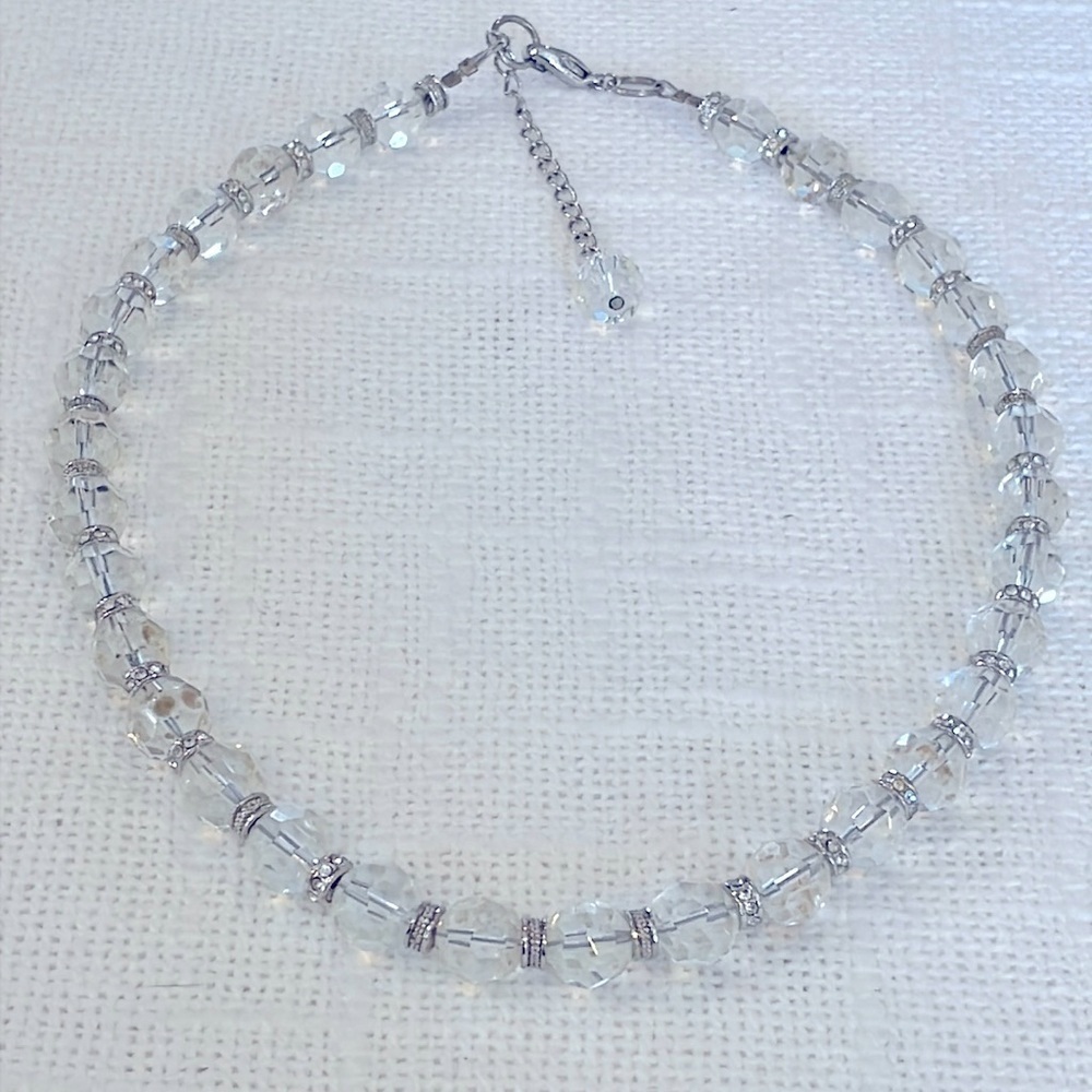Glass faceted crystal vintage retro classy chunky necklace